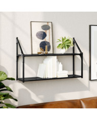 Étagère murale 2 niveaux noir 80x21x51 cm bois d'ingénierie | Mobilier & Déco