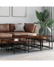Tables basses gigognes 5 pcs chêne fumé bois d'ingénierie | Mobilier & Déco