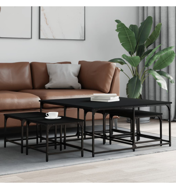 Tables basses gigognes 5 pcs noir bois d'ingénierie | Mobilier & Déco