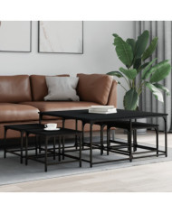 Tables basses gigognes 5 pcs noir bois d'ingénierie | Mobilier & Déco