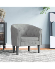 Chaise cabriolet gris clair velours | Mobilier & Déco