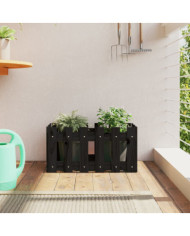 Jardinière avec design de clôture noir 60x30x30 cm pin massif | Mobilier & Déco