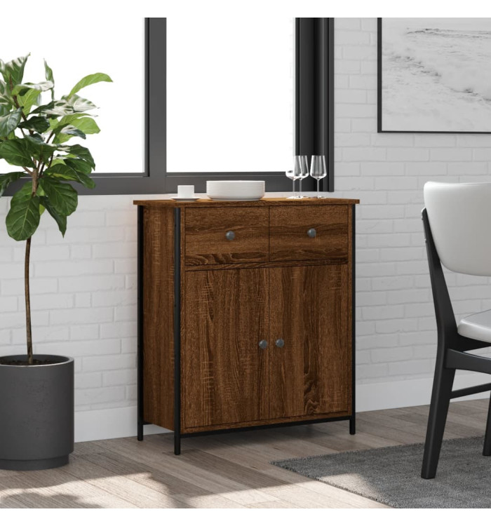 Buffet chêne marron 70x30x80 cm bois d'ingénierie | Mobilier & Déco