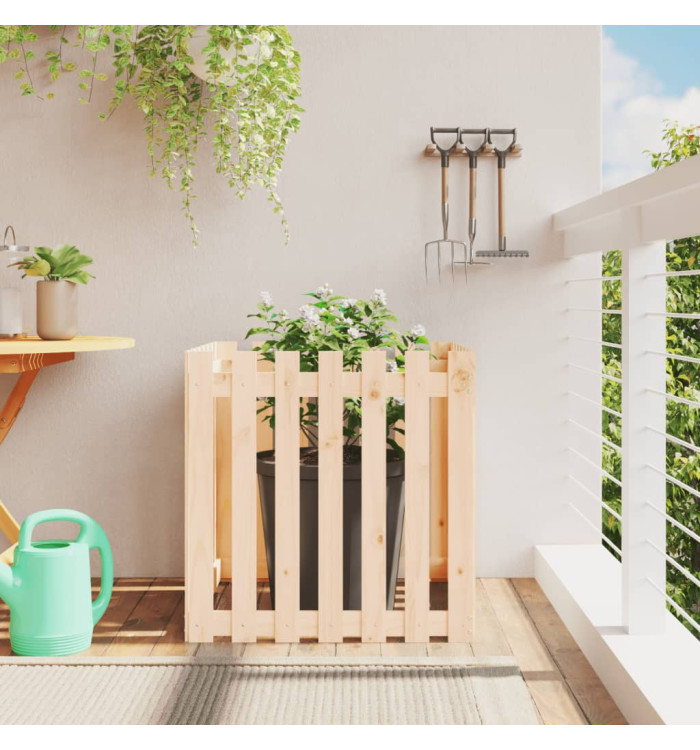 Jardinière avec design de clôture 70x70x70 cm pin massif | Mobilier & Déco