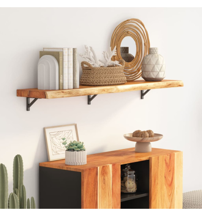Étagère murale rectangulaire massif acacia bordure assortie | Mobilier & Déco