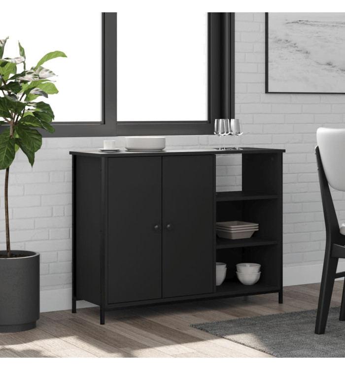 Buffet noir 100x33x75 cm bois d'ingénierie | Mobilier & Déco