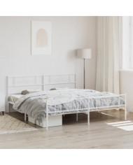 Cadre de lit métal sans matelas et pied de lit blanc 180x200 cm | Mobilier & Déco