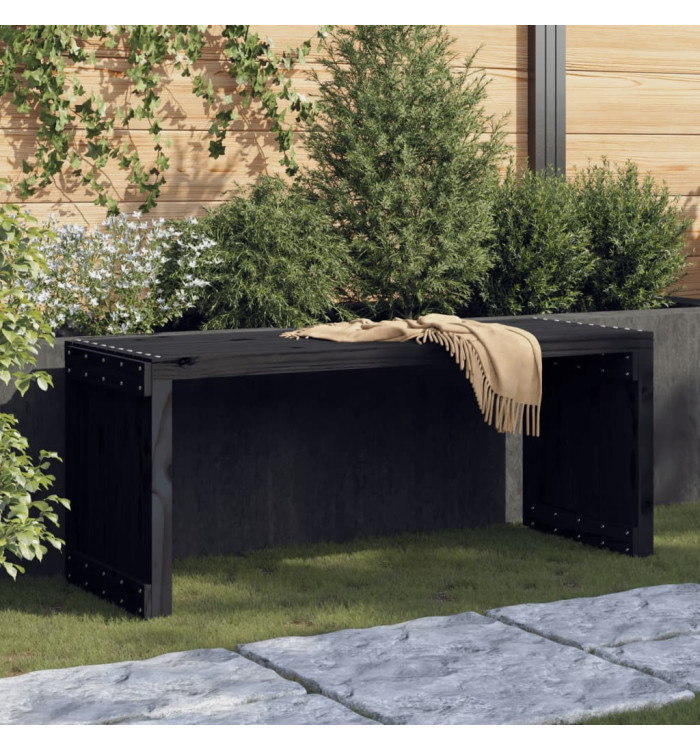 Banc de jardin extensible noir 212,5x40,5x45 cm bois massif pin | Mobilier & Déco