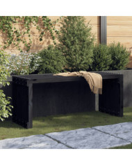 Banc de jardin extensible noir 212,5x40,5x45 cm bois massif pin | Mobilier & Déco