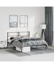 Cadre de lit métal sans matelas avec tête de lit noir 150x200cm | Mobilier & Déco