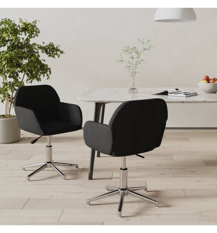 Chaises pivotantes à manger lot de 2 Noir Tissu | Mobilier & Déco