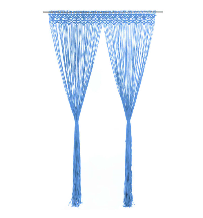 Rideau en macramé Bleu 140x240 cm Coton | Mobilier & Déco