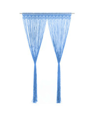 Rideau en macramé Bleu 140x240 cm Coton | Mobilier & Déco