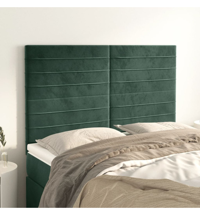 Têtes de lit 4 pcs Vert foncé 72x5x78/88 cm Velours | Mobilier & Déco
