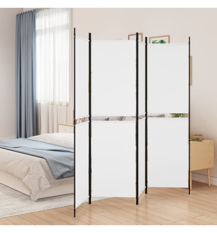 Cloison de séparation 4 panneaux Blanc 200x180 cm Tissu | Mobilier & Déco