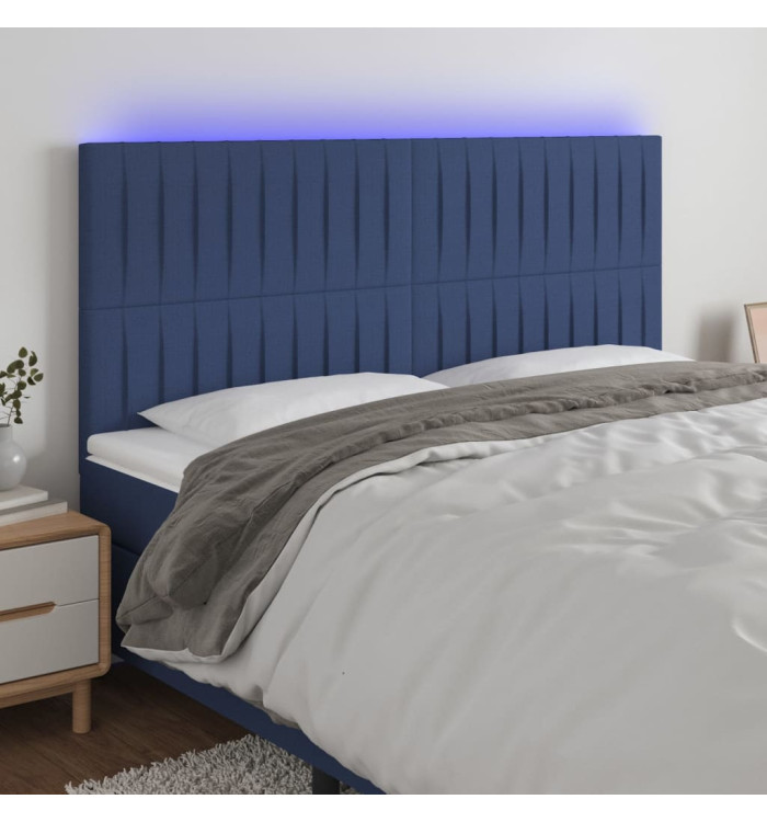 Tête de lit à LED Bleu 160x5x118/128 cm Tissu | Mobilier & Déco