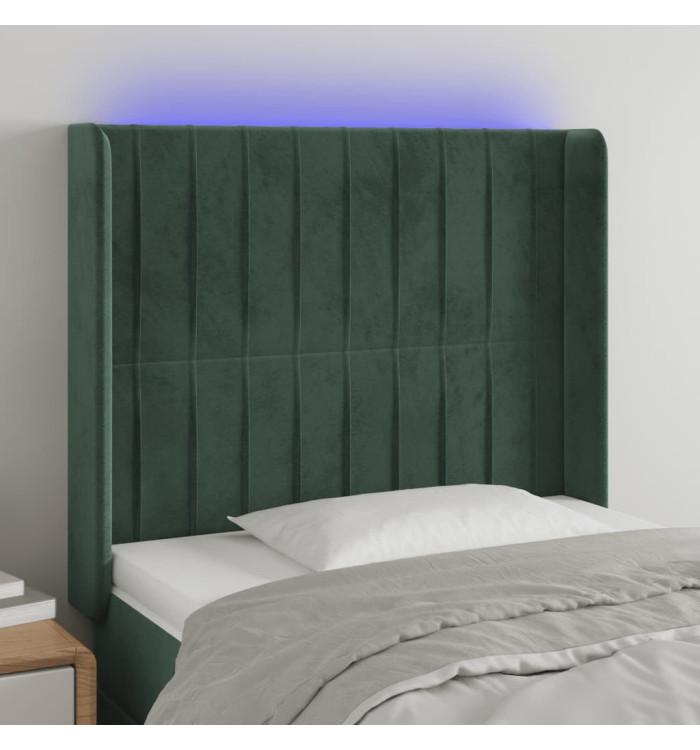 Tête de lit à LED Vert foncé 103x16x118/128 cm Velours | Mobilier & Déco