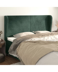 Tête de lit avec oreilles Vert foncé 203x23x118/128 cm Velours | Mobilier & Déco