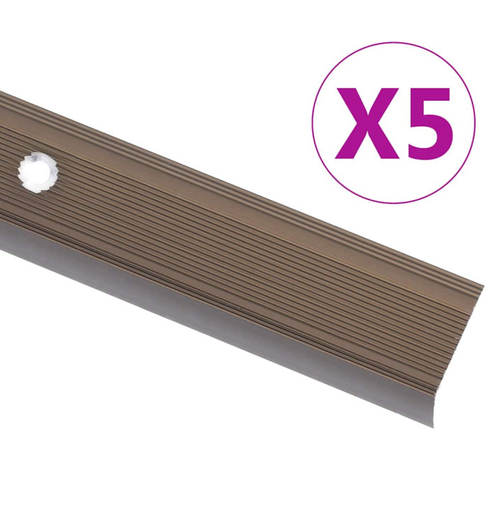 Nez de marche forme en L 5 pcs aluminium 90 cm marron | Mobilier & Déco