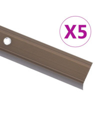 Nez de marche forme en L 5 pcs aluminium 90 cm marron | Mobilier & Déco