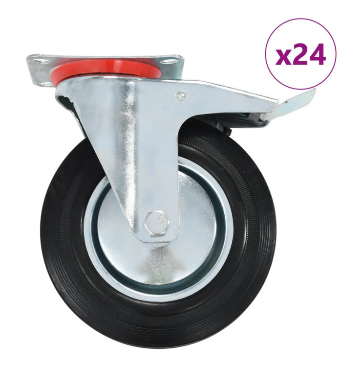 24 pcs Roulettes pivotantes 200 mm | Mobilier & Déco