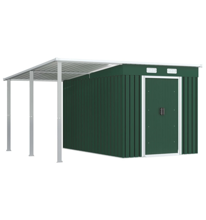 Abri de jardin avec toit étendu Vert 336x270x181 cm Acier | Mobilier & Déco
