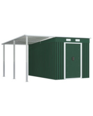 Abri de jardin avec toit étendu Vert 336x270x181 cm Acier | Mobilier & Déco