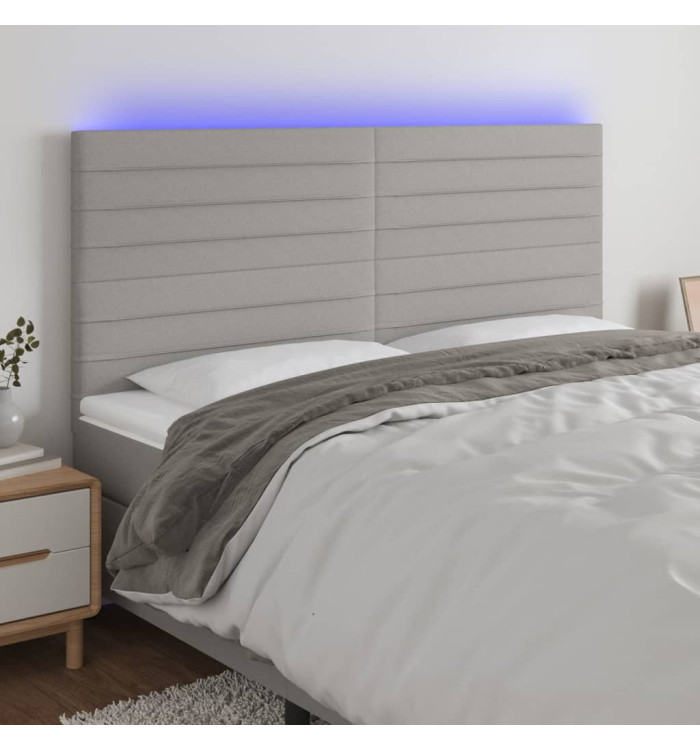 Tête de lit à LED Gris clair 160x5x118/128 cm Tissu | Mobilier & Déco
