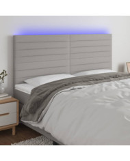 Tête de lit à LED Gris clair 160x5x118/128 cm Tissu | Mobilier & Déco