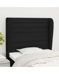Tête de lit avec oreilles Noir 93x23x118/128 cm Tissu | Mobilier & Déco