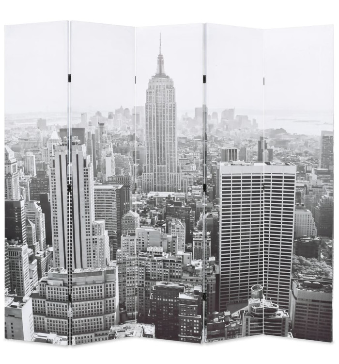 Cloison de séparation pliable 200x170 cm New York Noir et blanc | Mobilier & Déco