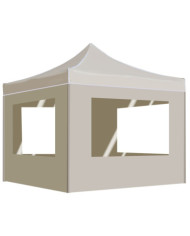 Tente de réception pliable avec parois Aluminium 3 x 3 m Crème | Mobilier & Déco