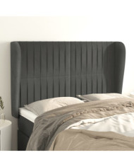 Tête de lit avec oreilles Gris foncé 147x23x118/128 cm Velours | Mobilier & Déco