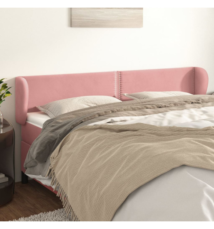 Tête de lit avec oreilles Rose 183x23x78/88 cm Velours | Mobilier & Déco