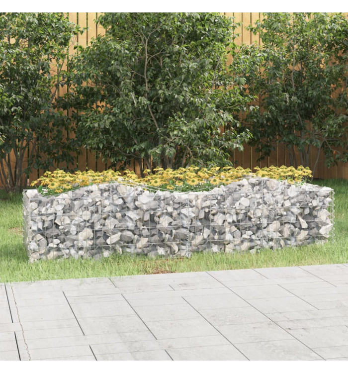 Lit surélevé à gabions arqué 200x50x50 cm Fer galvanisé | Mobilier & Déco