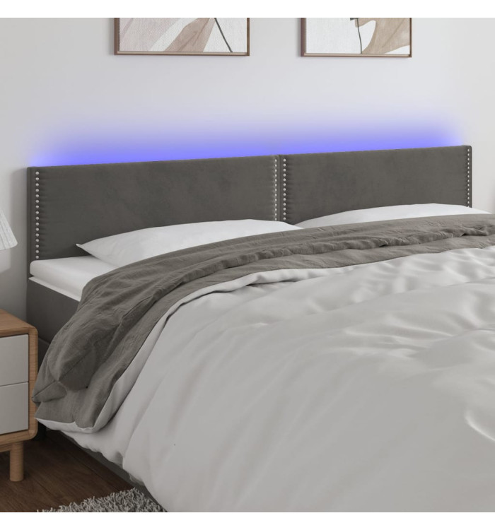 Tête de lit à LED Gris foncé 180x5x78/88 cm Velours | Mobilier & Déco