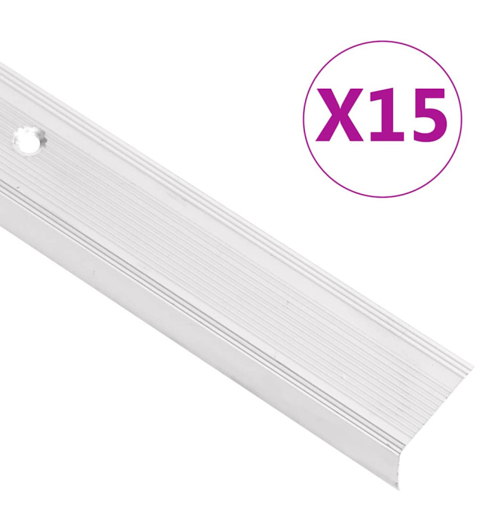 Nez de marche forme en L 15 pcs aluminium 100 cm argenté | Mobilier & Déco