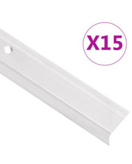Nez de marche forme en L 15 pcs aluminium 100 cm argenté | Mobilier & Déco