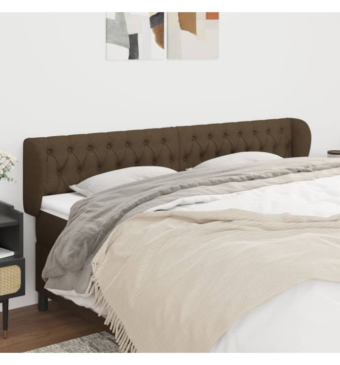 Tête de lit avec oreilles Marron foncé 183x23x78/88 cm Tissu | Mobilier & Déco