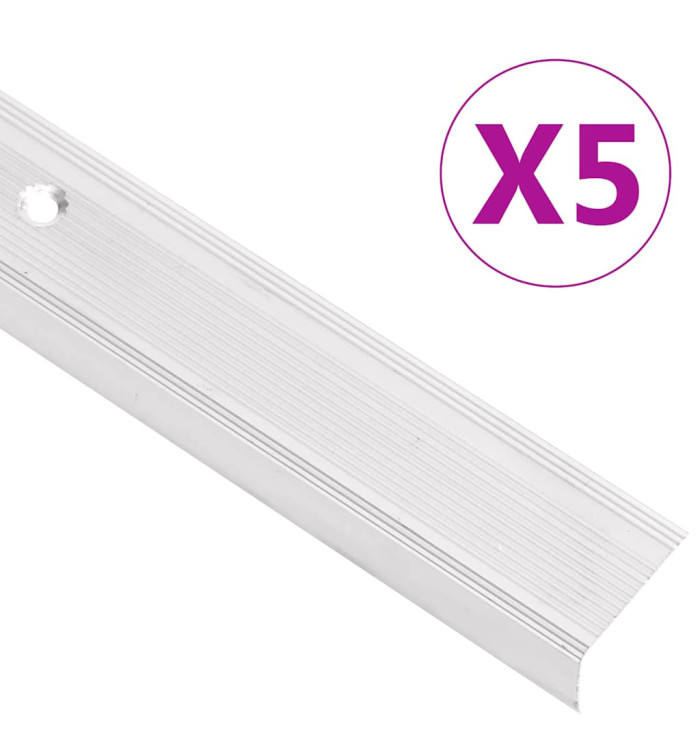 Nez de marche forme en L 5 pcs aluminium 100 cm argenté | Mobilier & Déco