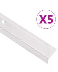 Nez de marche forme en L 5 pcs aluminium 100 cm argenté | Mobilier & Déco