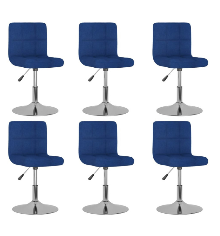 Chaises pivotantes à manger lot de 6 bleu tissu | Mobilier & Déco
