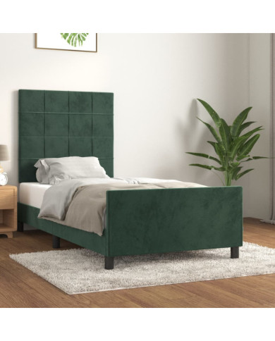 Cadre de lit sans matelas vert foncé 100x200 cm velours | Mobilier & Déco