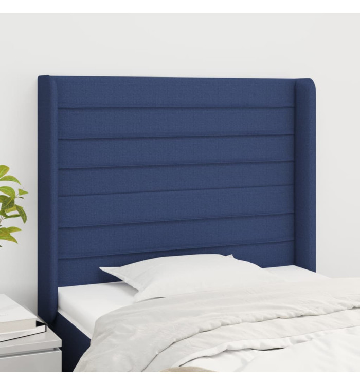 Tête de lit avec oreilles Bleu 83x16x118/128 cm Tissu | Mobilier & Déco