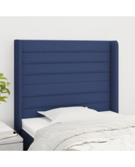 Tête de lit avec oreilles Bleu 83x16x118/128 cm Tissu | Mobilier & Déco