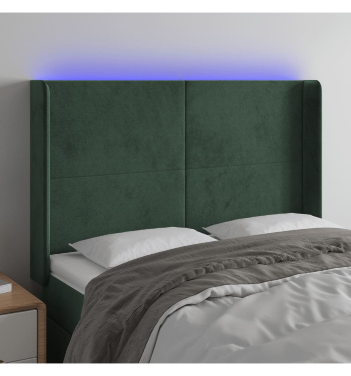 Tête de lit à LED Vert foncé 147x16x118/128 cm Velours | Mobilier & Déco