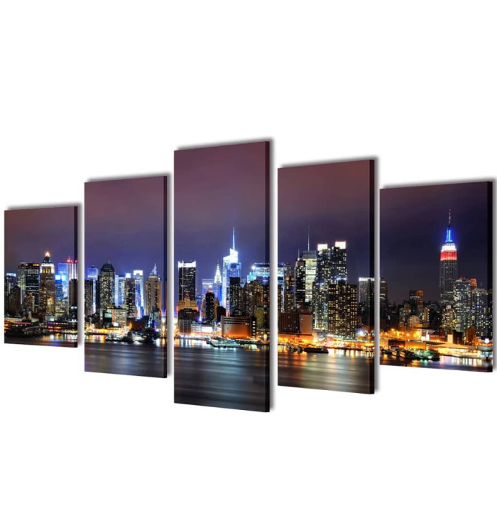 Set de toiles murales imprimées Horizon de New York coloré 100 x 50 cm | Mobilier & Déco