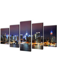 Set de toiles murales imprimées Horizon de New York coloré 100 x 50 cm | Mobilier & Déco