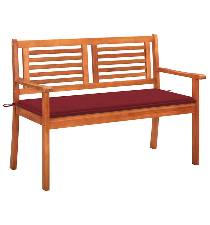 Banc de jardin 2 places avec coussin 120 cm Bois d'eucalyptus | Mobilier & Déco