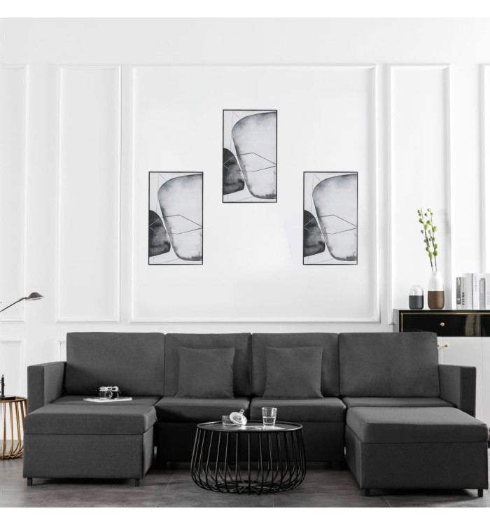 Canapé-lit extensible à 4 places tissu gris foncé | Mobilier & Déco